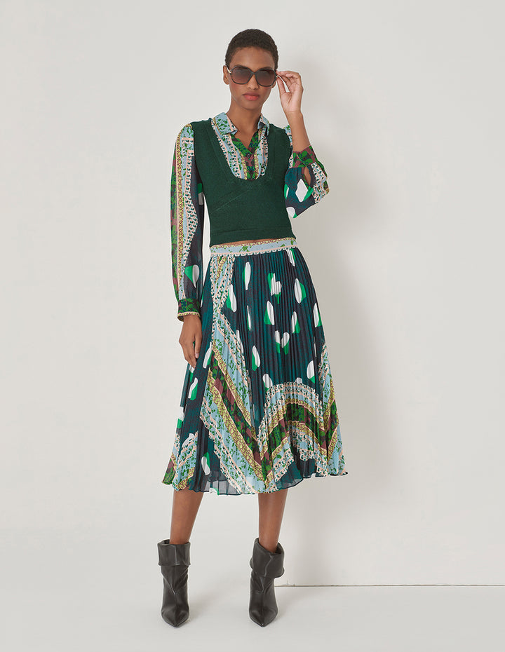 MARYLING Forest Print Stitch Knitted Top