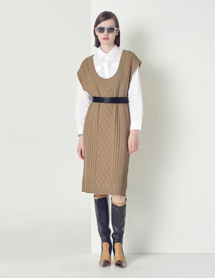 MARYLING Beige Sleeveless Knit Dress