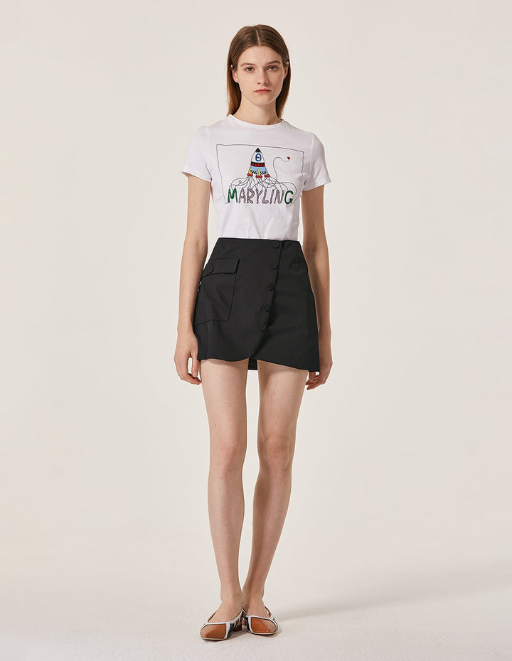 MARYLING Chic Side Pocket A-Line Mini Skirt