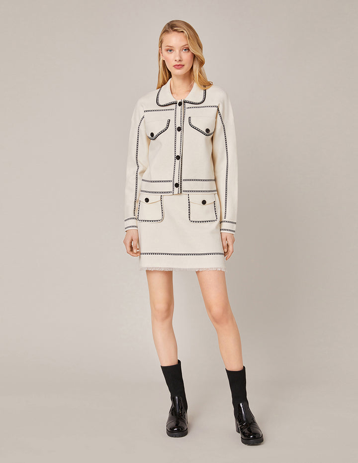 MARYLING Contrast Stitching Knitted Skirt