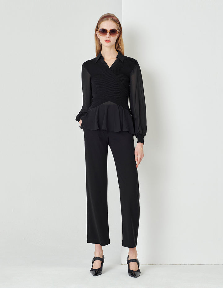 MARYLING Black Classic Straight Trousers