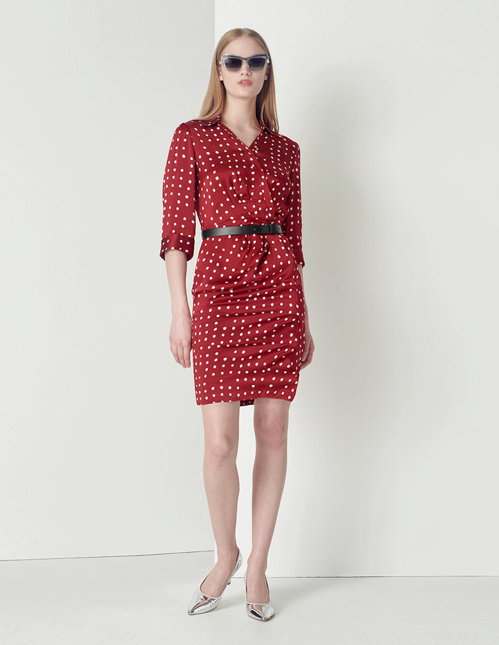 MARYLING V-Neck Polka Dots Print Shirt Dress