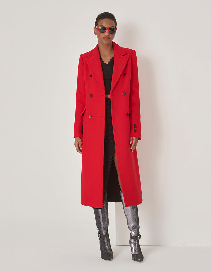 MARYLING Red Peaked Lapel H-Shaped Long Suit Coat