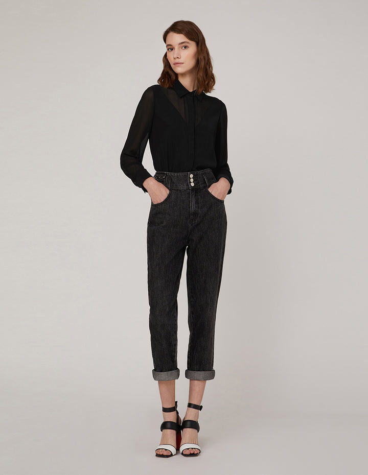 MARYLING Roll Hem Wash Denim Jeans