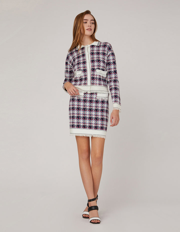MARYLING Houndstooth Jacquard Knitted Mini Skirt