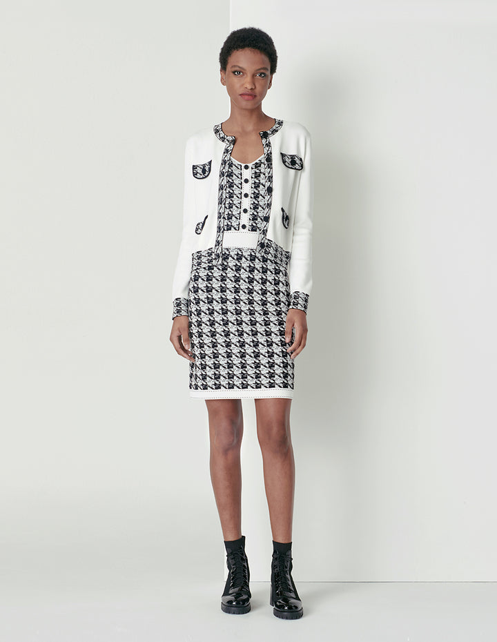 MARYLING Houndstooth Jacquard Knitted Apron Dress