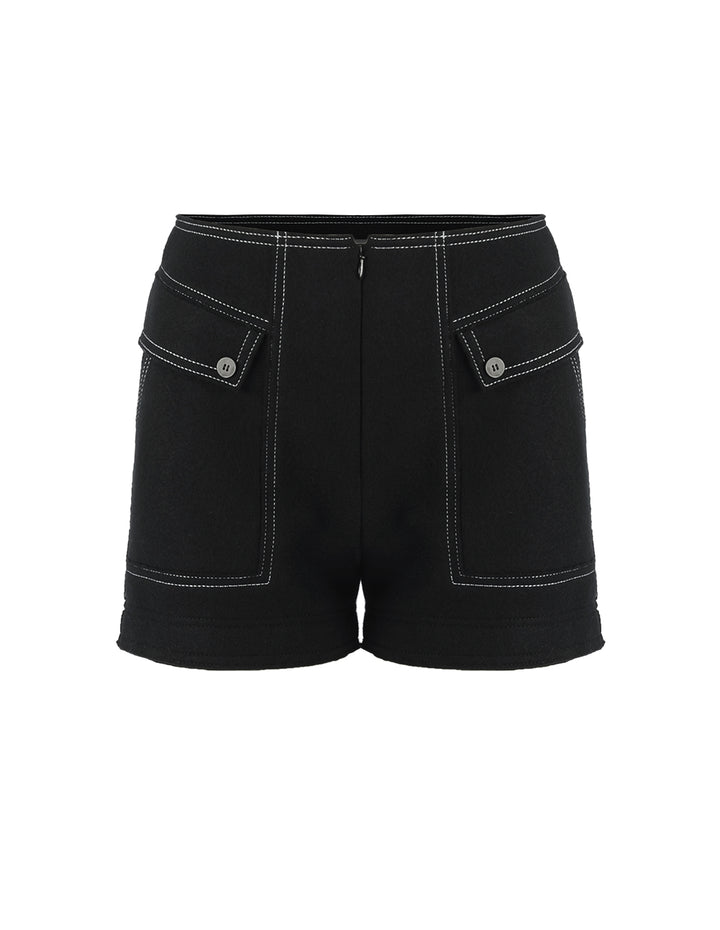 MARYLING Contrast-Stitch Spandex Knitted Shorts