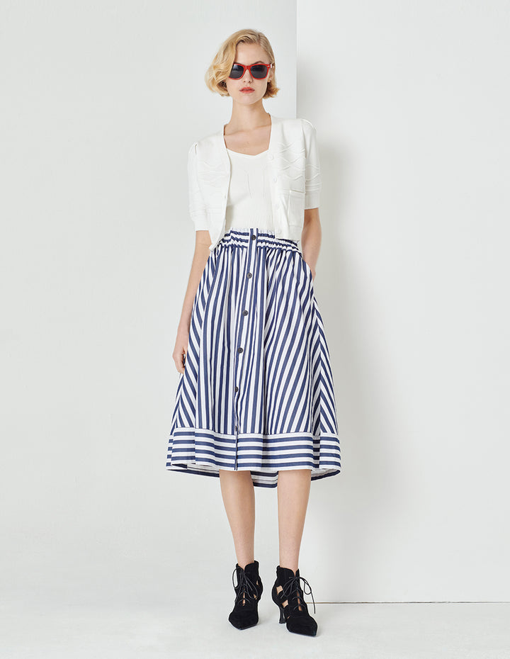 MARYLING White V-Neck Knitted Cardigan