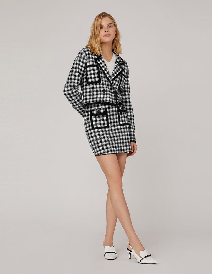 MARYLING CHECK Tassel Trim Jacquard Knitted Skirt