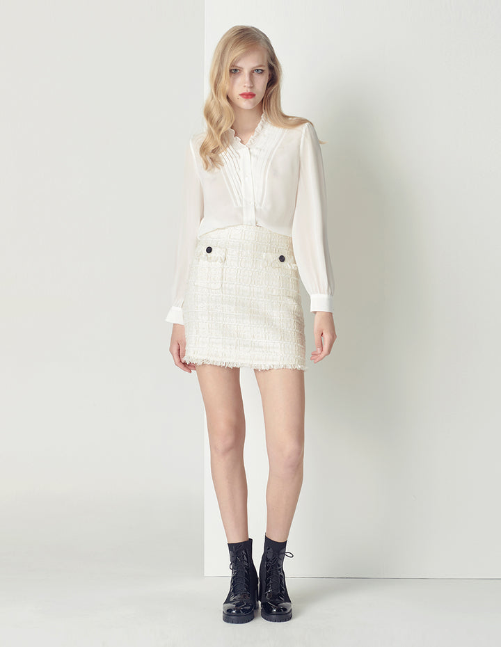 MARYLING Off-white tassel multi-pocket mini skirt