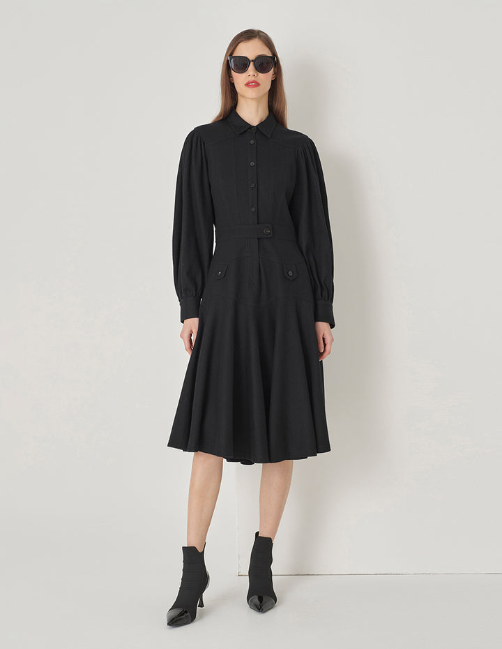 MARYLING Lapel Collar Shirt Dress
