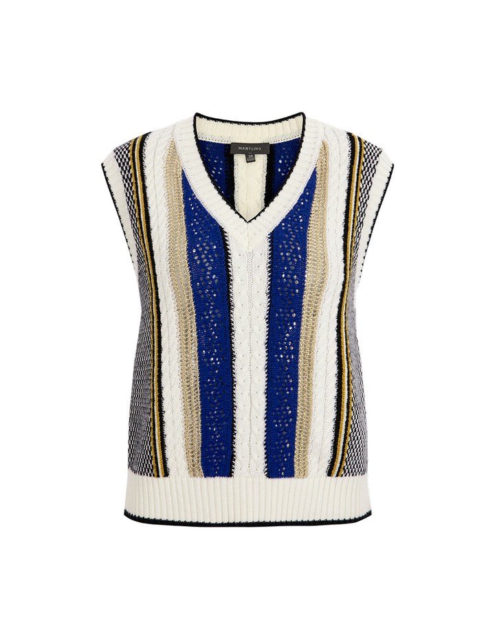 MARYLING Desert Snow Shadow V-Neck Wool Knitted Vest