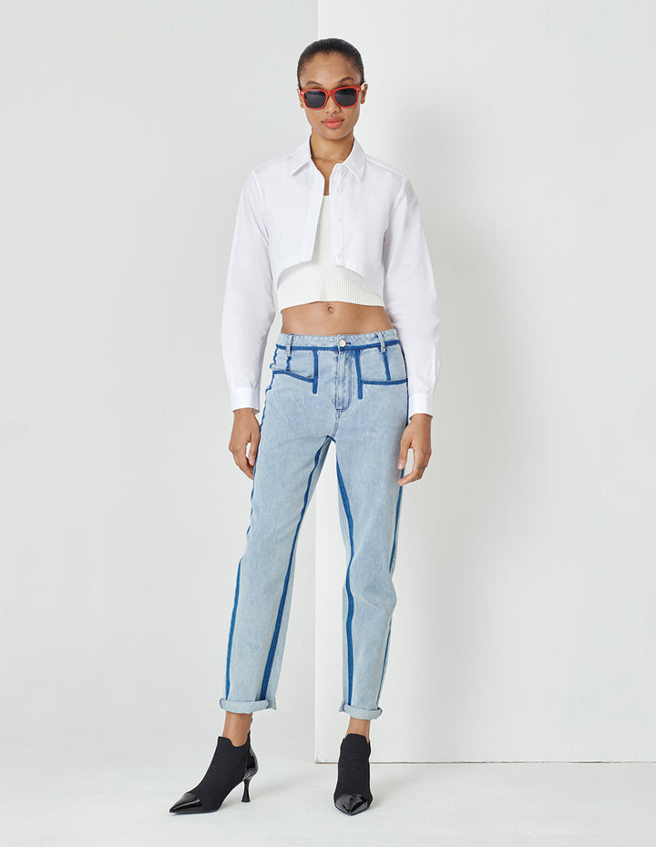 MARYLING White Cropped Shirt