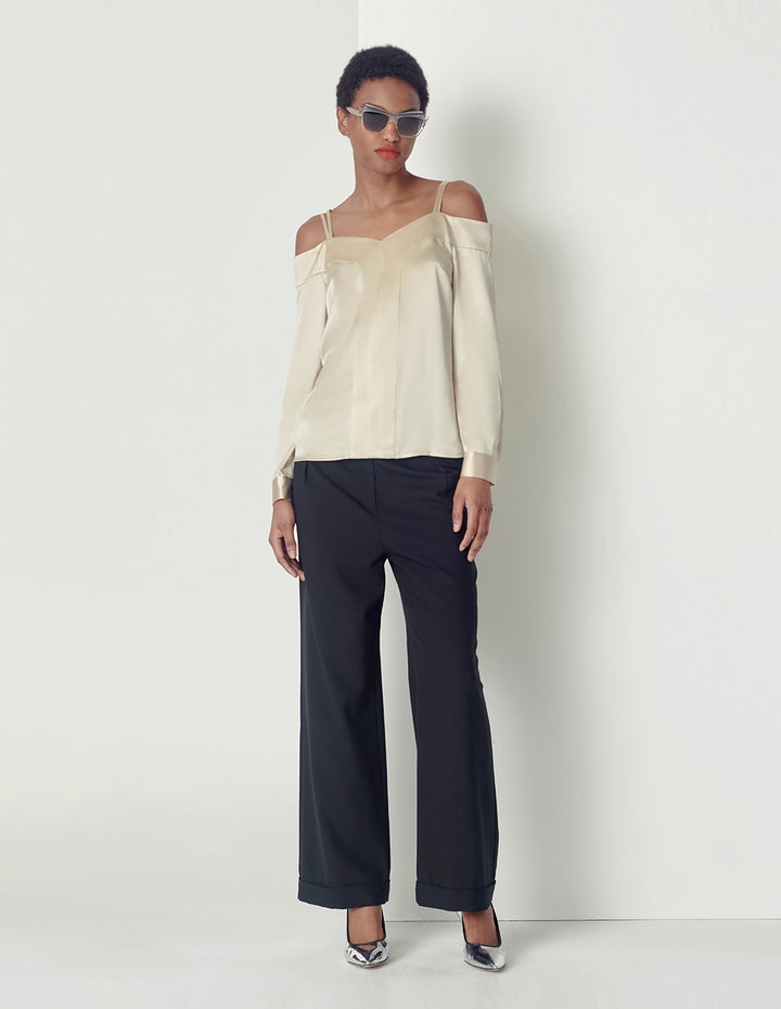 MARYLING Off-Shoulder Long Sleeves Strap Top