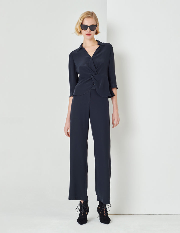 MARYLING Dark Blue Straight Wide Leg Pants