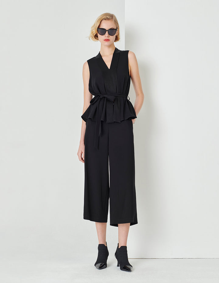 MARYLING Black A-Line Tie-Waist Top