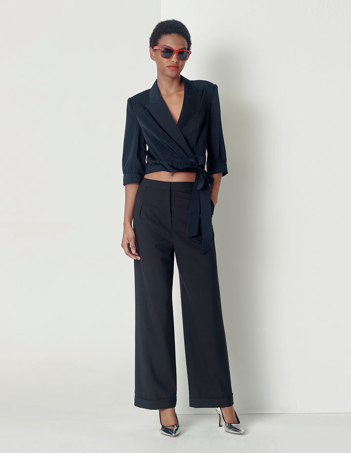 MARYLING Peak-Lapel Wrap Top