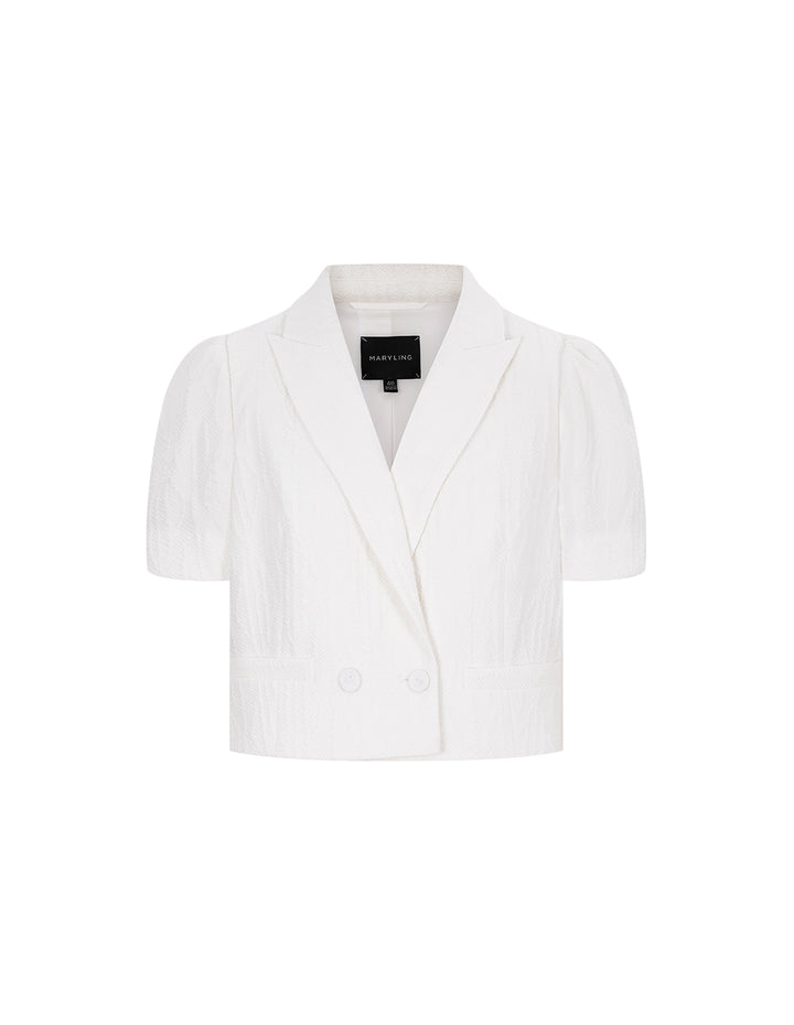 MARYLING Off-White Turned Collar Short Sleeve