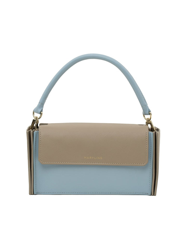 MARYLING Contrast Color Grained Calfskin Mini Cabas Handbag