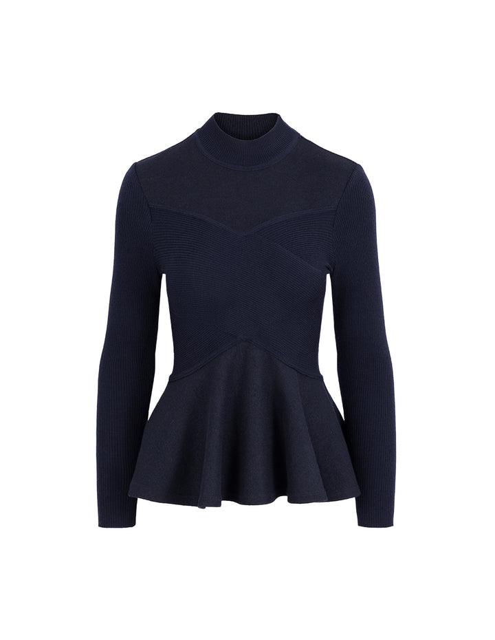 MARYLING Navy Knit Woven Matching Sweatshirt