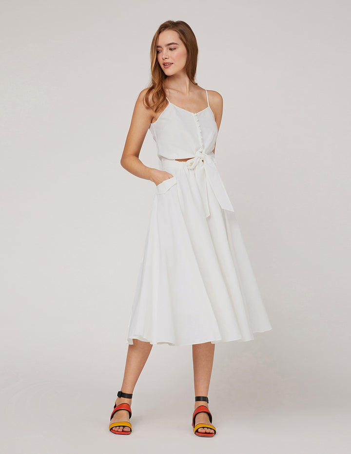 MARYLING Front button knotted slip dress