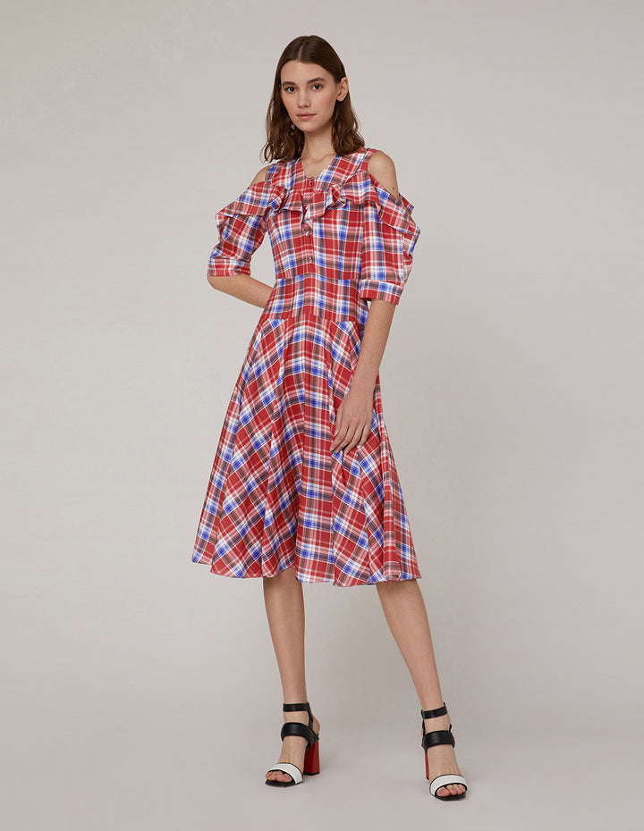 MARYLING Off shoulder mid-sleeve dress