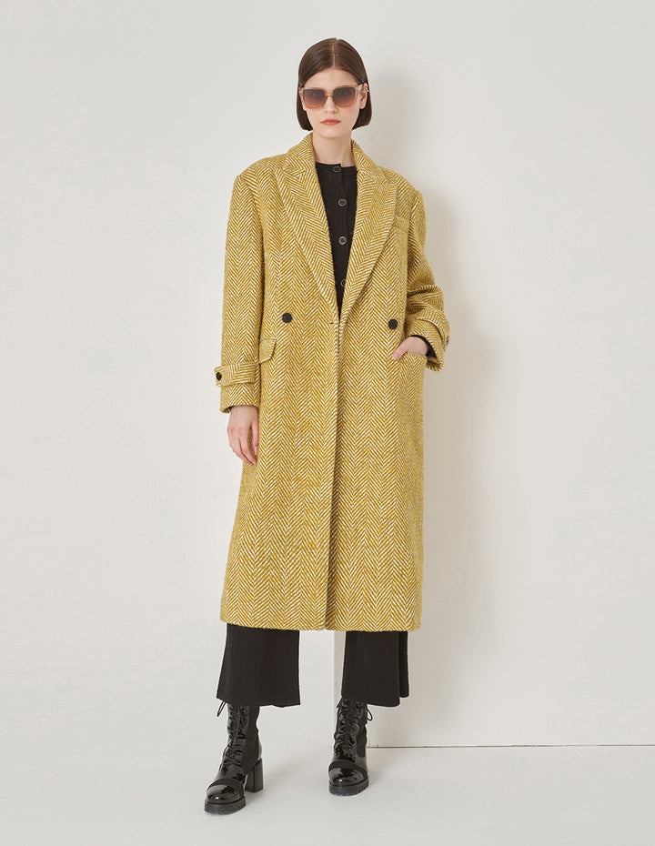 MARYLING Suit Collar Double Breasted Long Coat