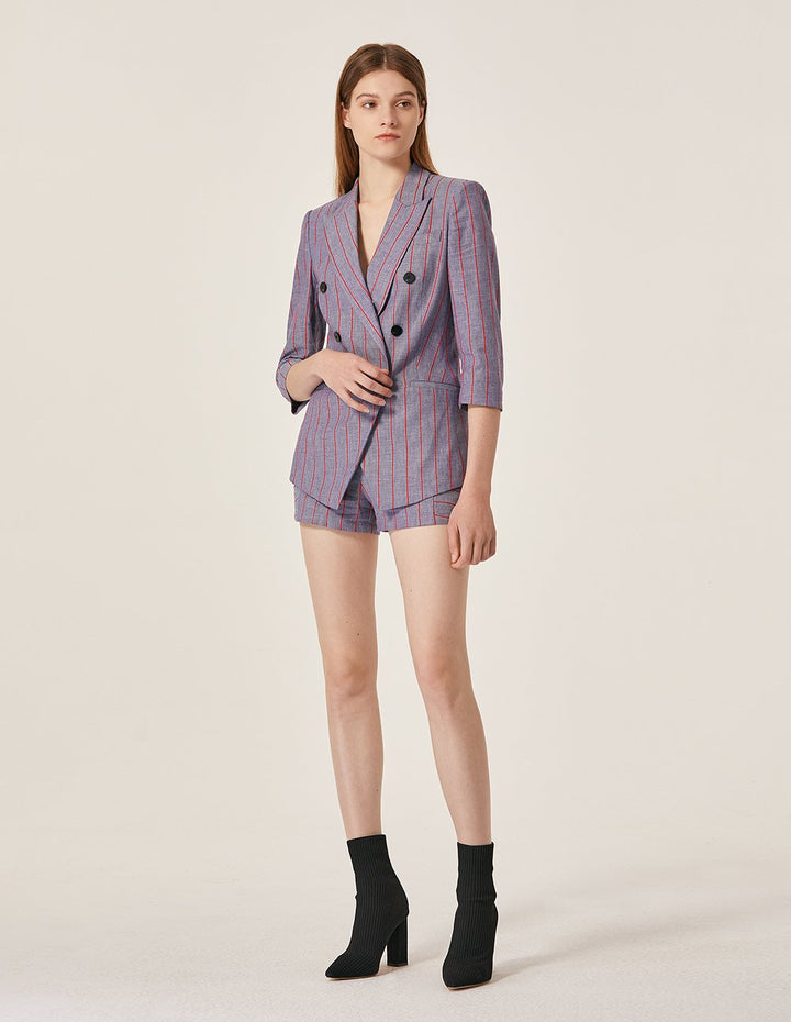 MARYLING Pink Strip Pattern Slim Fit Shorts