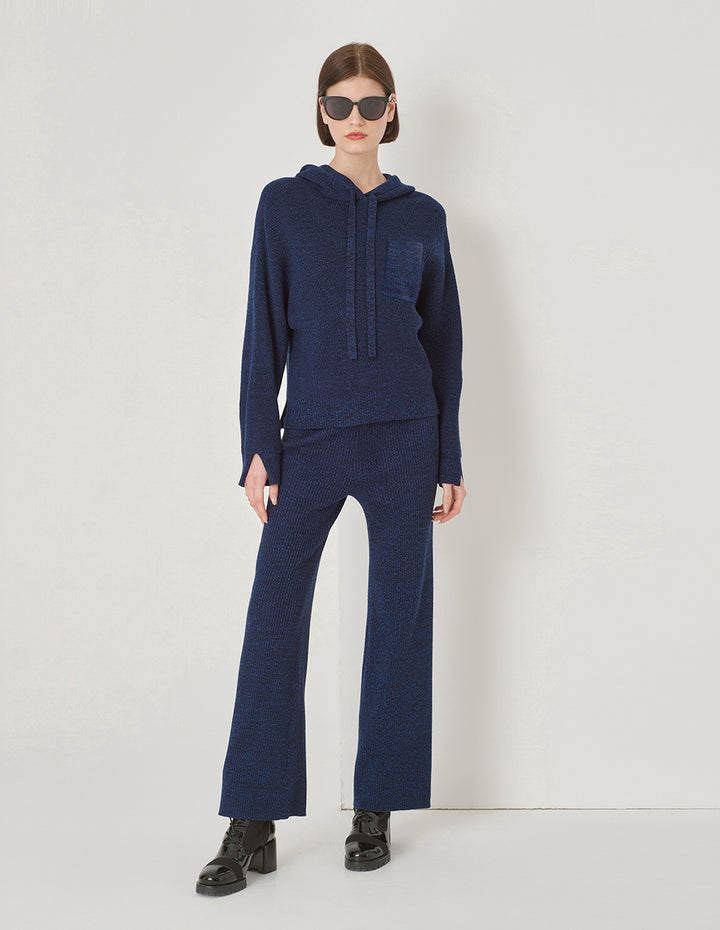 Maryling Midnight Blue Melange Wool Trousers