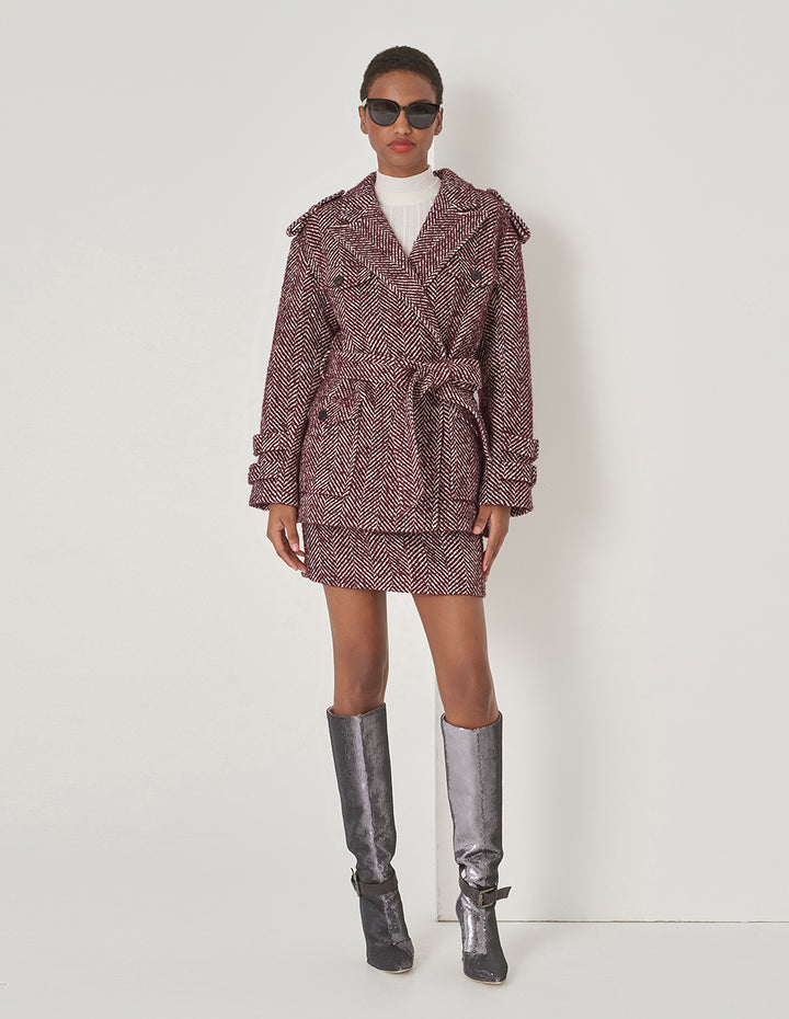 MARYLING Burgundy Lapel Coat