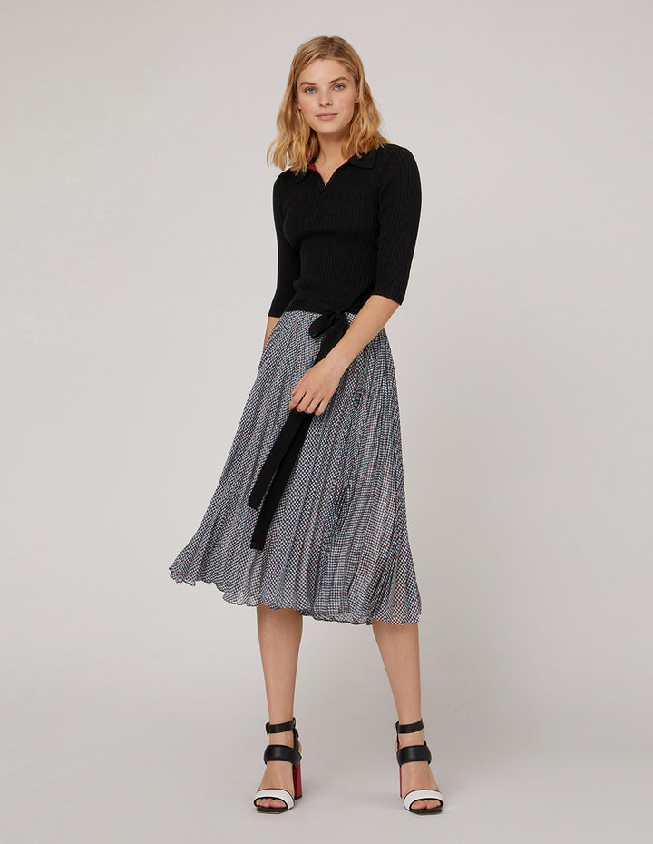 MARYLING Mid-Sleeve Tie Detail Knitted Top