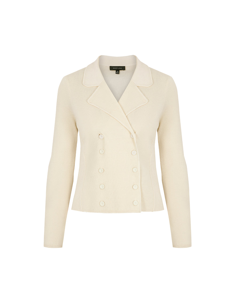 MARYLING Lapel-Collar Skinny Double-Breasted Sweater Top