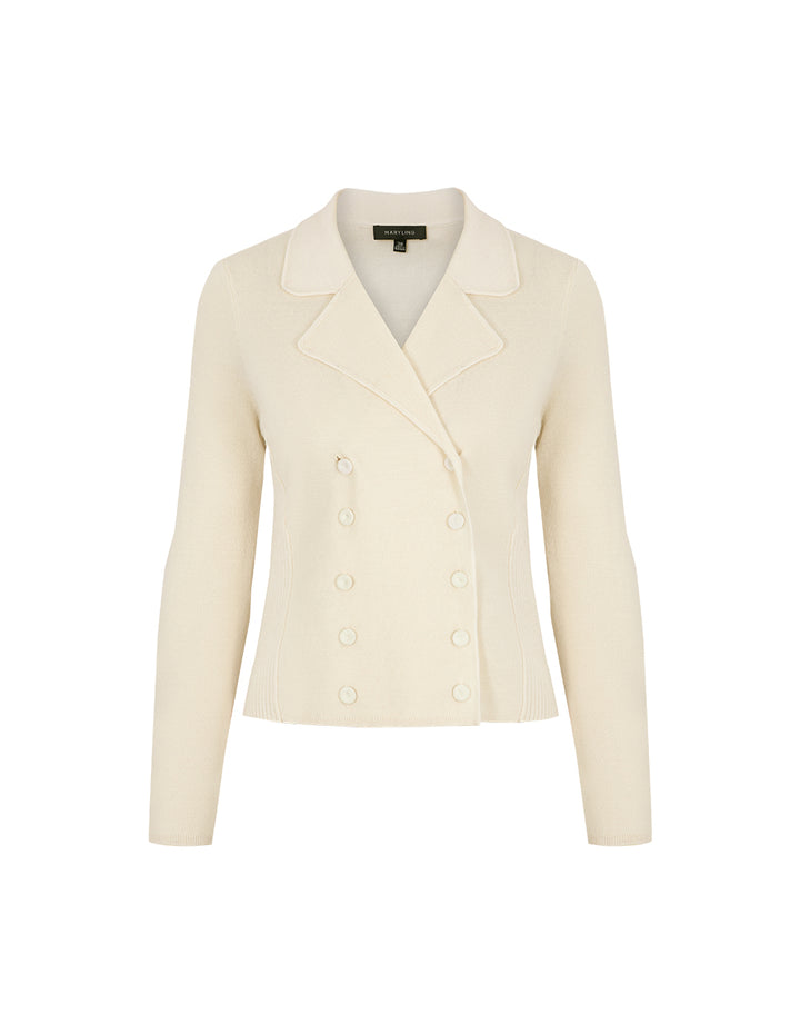 MARYLING Lapel-Collar Skinny Double-Breasted Sweater Top