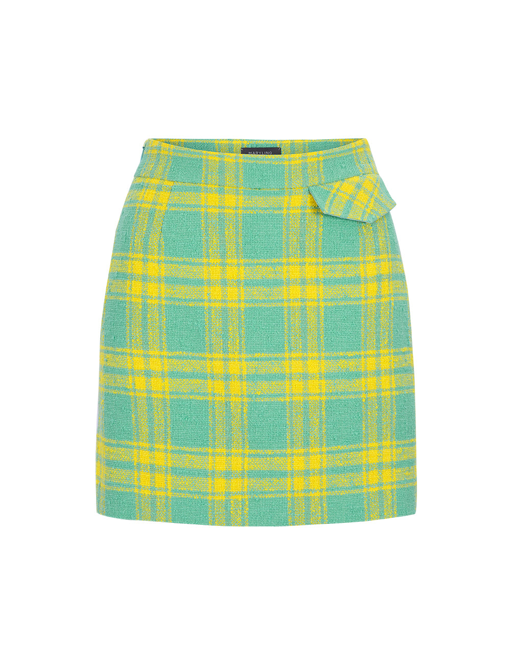 MARYLING Spring Green Plaid Mini Skirt