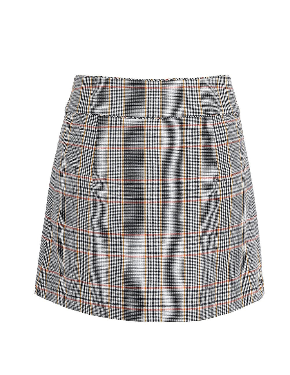 MARYLING Tartan Pattern Button Detail Mini Skirt