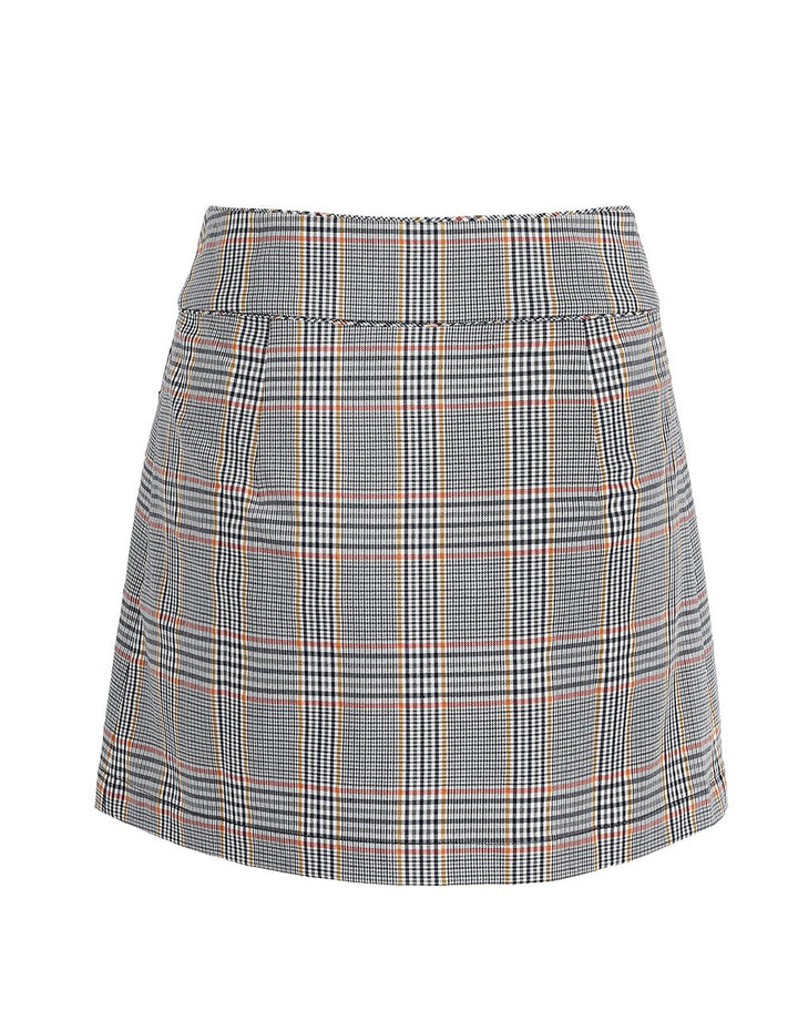 MARYLING Tartan Pattern Button Detail Mini Skirt