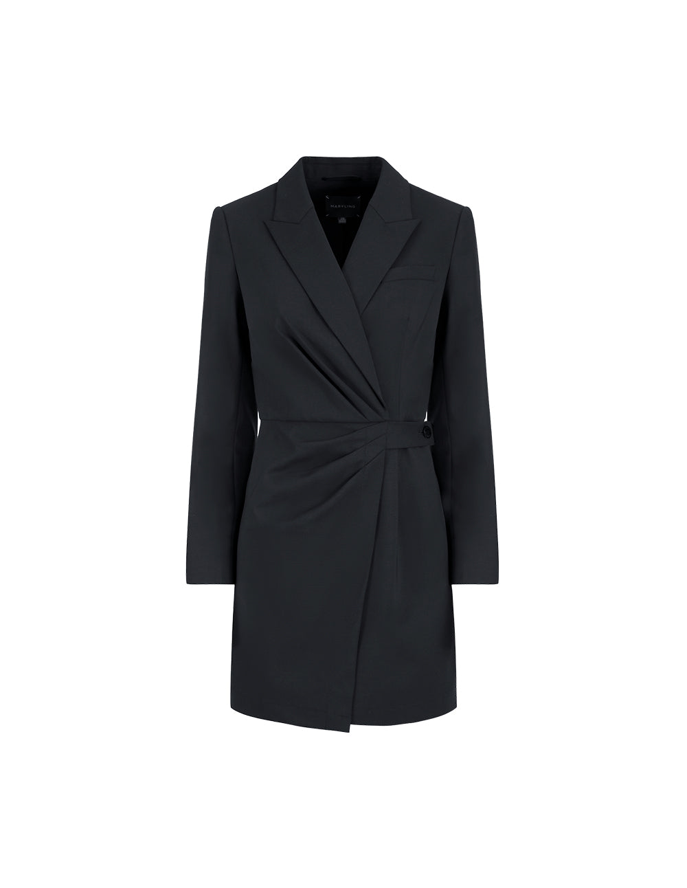 MARYLING Black Asymmetrical Double-Breasted Suit Dress