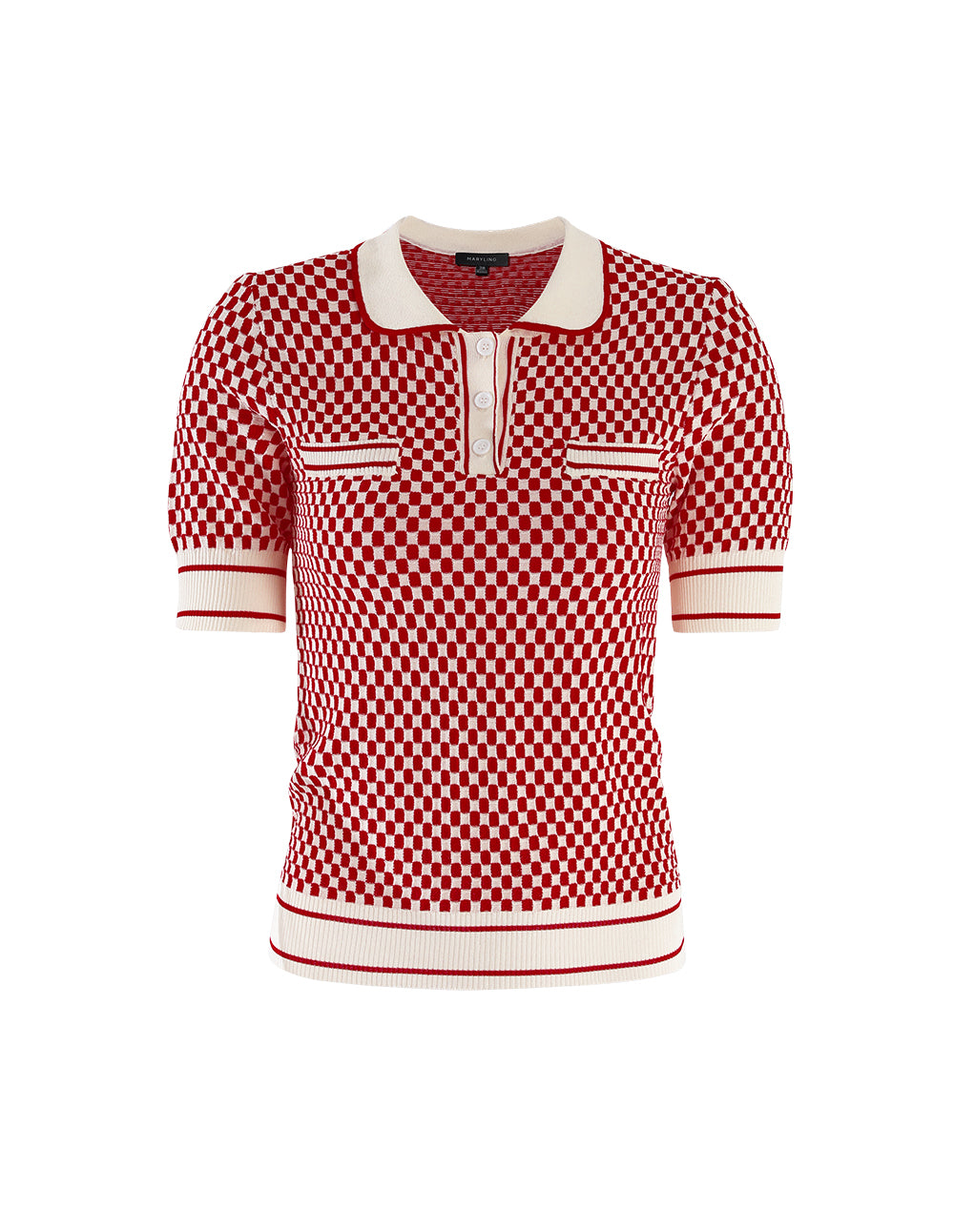 MARYLING Classic red white check small lapels double pocket