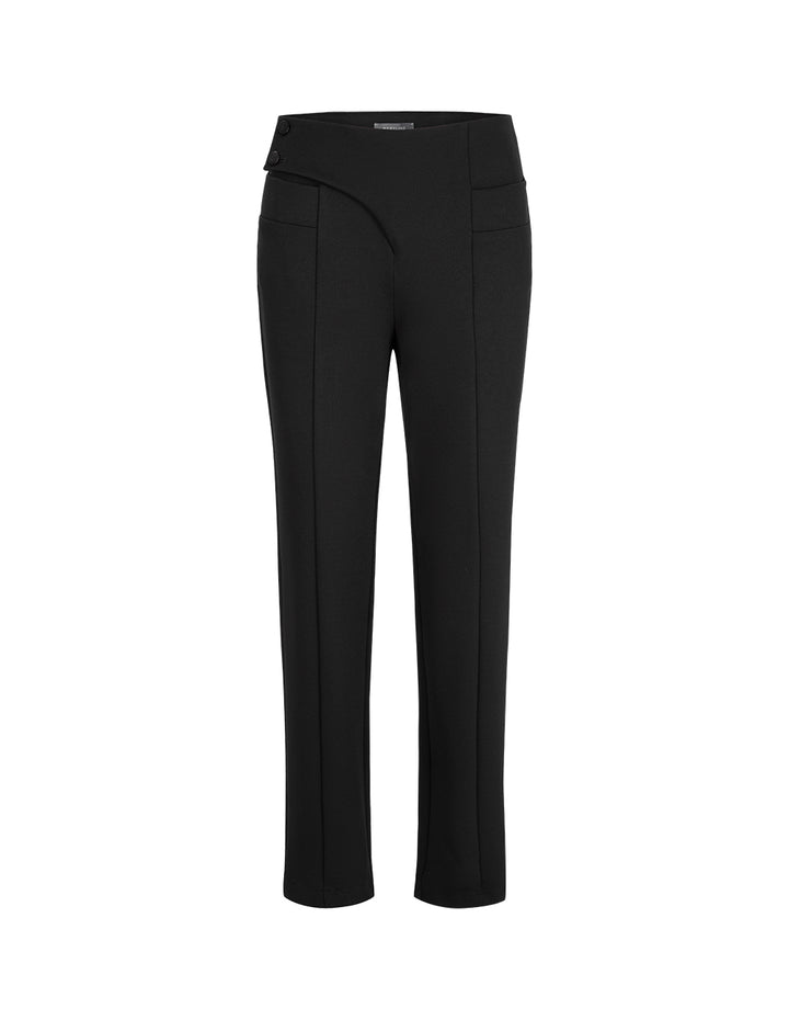 MARYLING Black Stretch Fleece Straight-Leg Trousers