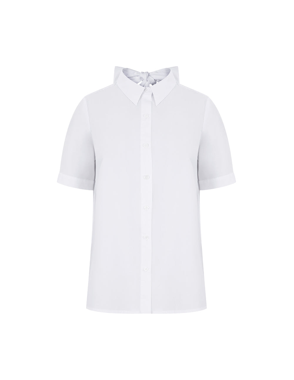 MARYLING White Back Collar Design H-Shaped Short-Sleeved Shirt