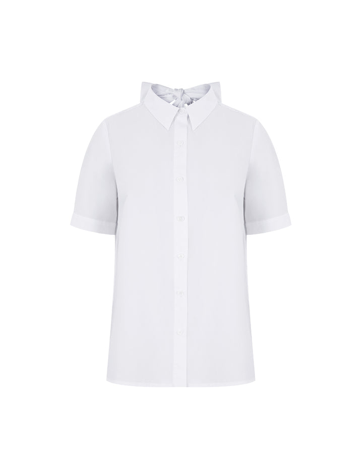 MARYLING White Back Collar Design H-Shaped Short-Sleeved Shirt