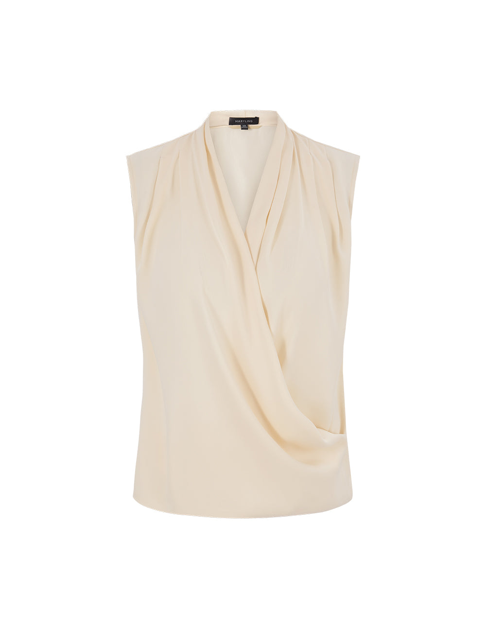 MARYLING Cream Yellow Cross V Neck Sleeveless Top