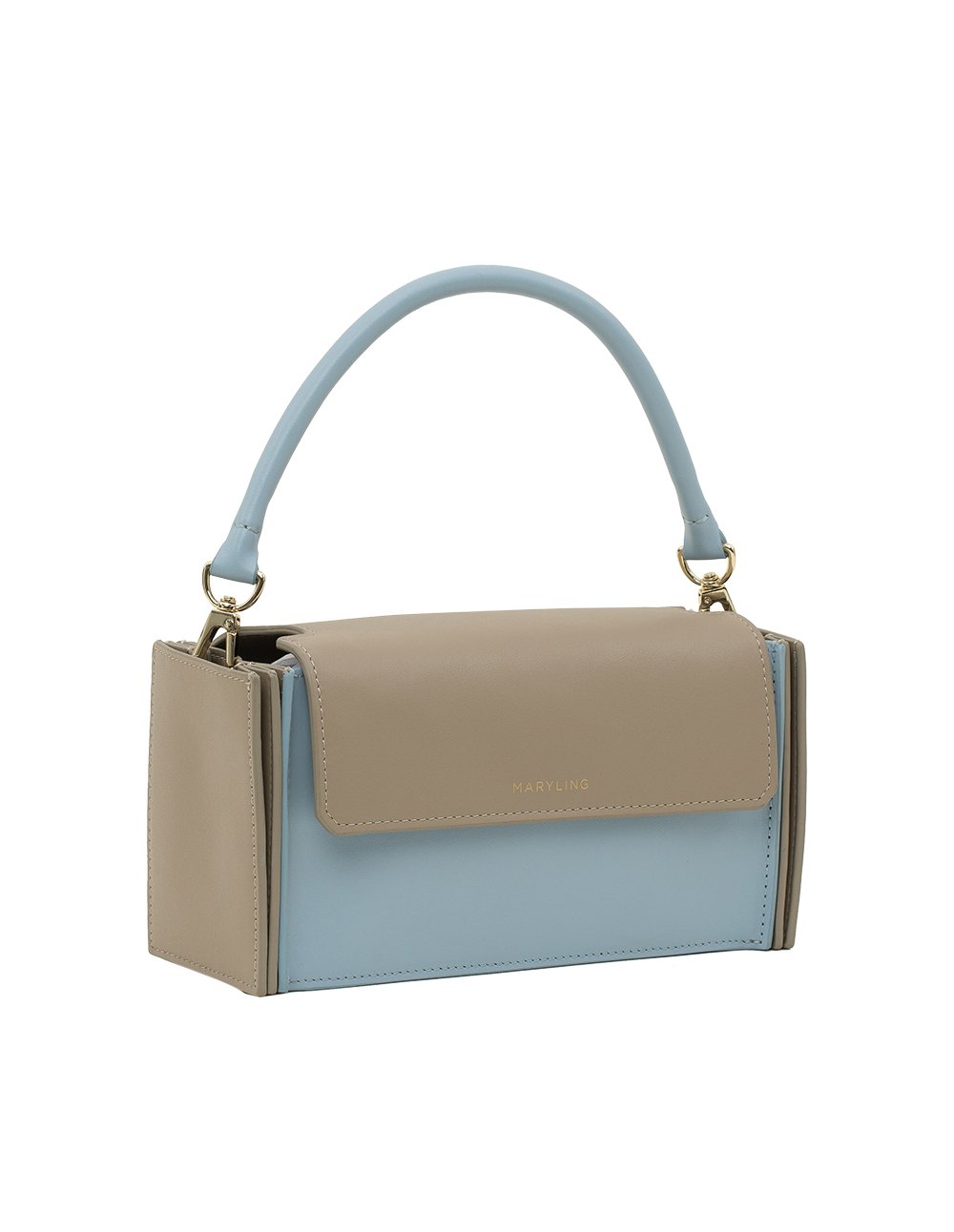 MARYLING Contrast Color Grained Calfskin Mini Cabas Handbag