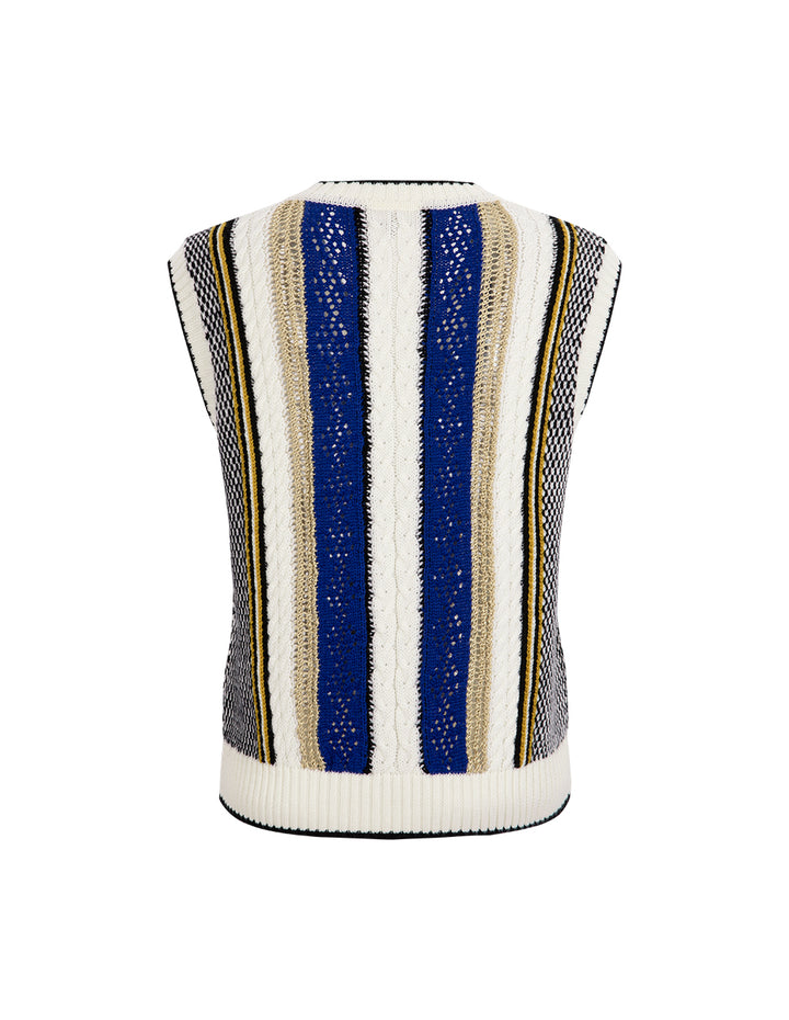 MARYLING Desert Snow Shadow V-Neck Wool Knitted Vest