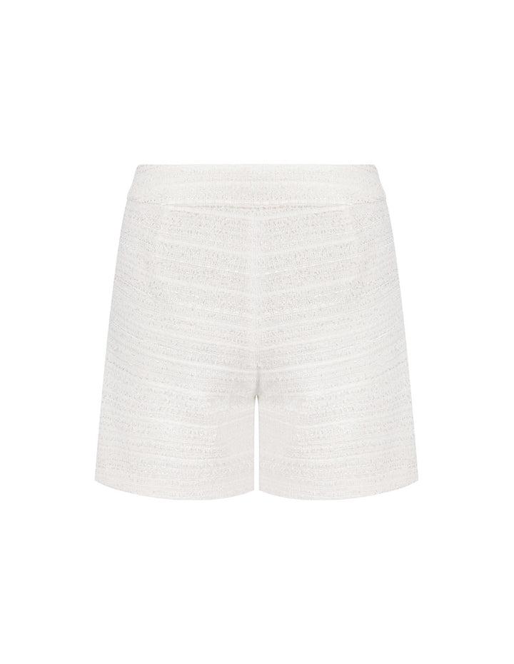 MARYLING White Tweed With Two Black Buttons Shorts