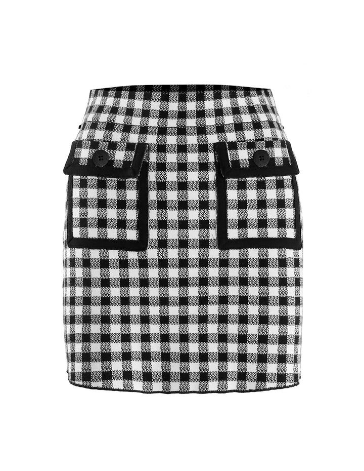 MARYLING CHECK Tassel Trim Jacquard Knitted Skirt