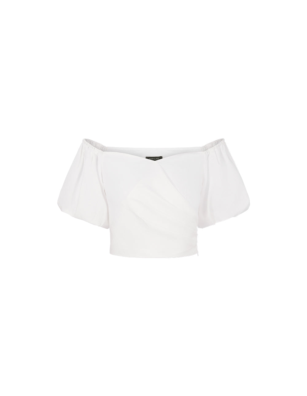 MARYLING White Puff Neck Pleated Pleated Top