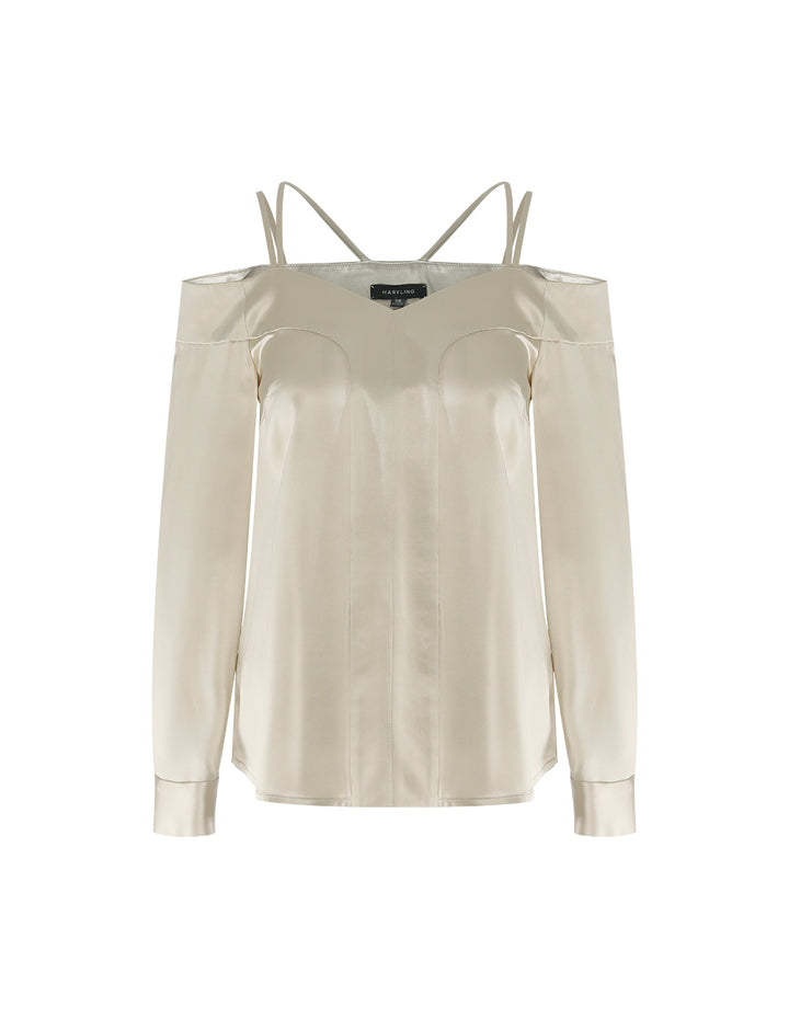 MARYLING Off-Shoulder Long Sleeves Strap Top