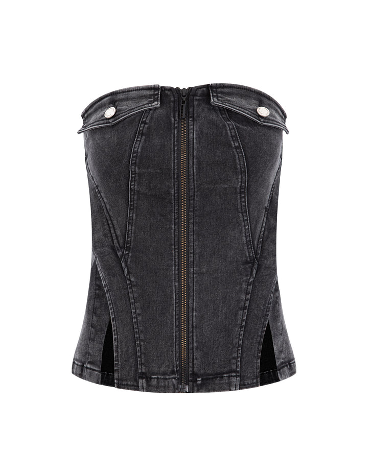 MARYLING Denim Wrap Top