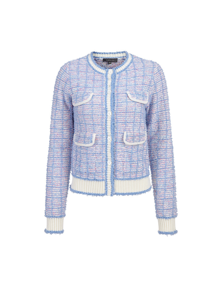 MARYLING Powder Blue Round Neck Knitted Cardigan
